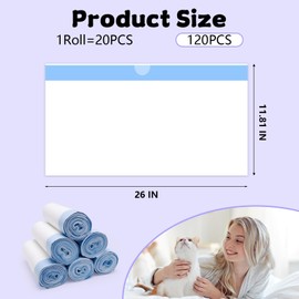 120 Count 26" x 11.8" Cat Litter Box Liners for Fsitego and Fumoi Self Cleaning Litter Box, Extra Thick Heavy Duty Cat Litter Bags Replacement, 3-4 Gallons of Capacity