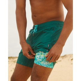 maamgic Mens Swim Trunks with Compression Liner 5 Inch Inseam Quick Dry Board Shorts with Zipper Pockets Swimming Shorts Stretch Bathing Suits Turquoise Green Medium