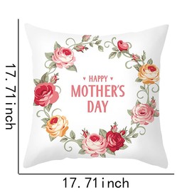 Grandma Mom Gifts for Mothers Day Pillow Cover 18x18 Decorative Flower Cushion Cover Creative Happy Mom’s Day Pillowcase Gifts for Mommy Aunt Grandmother Granny Nanny from Kids Grandkids