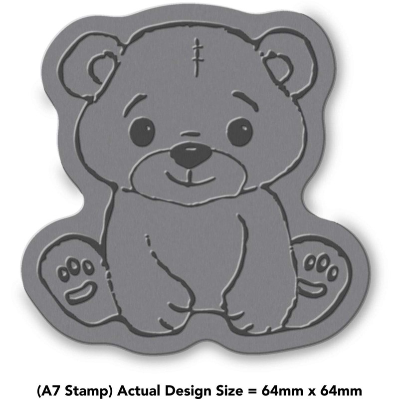 'Cute Teddy Bear' Rubber Stamp - Unmounted Design for Crafting