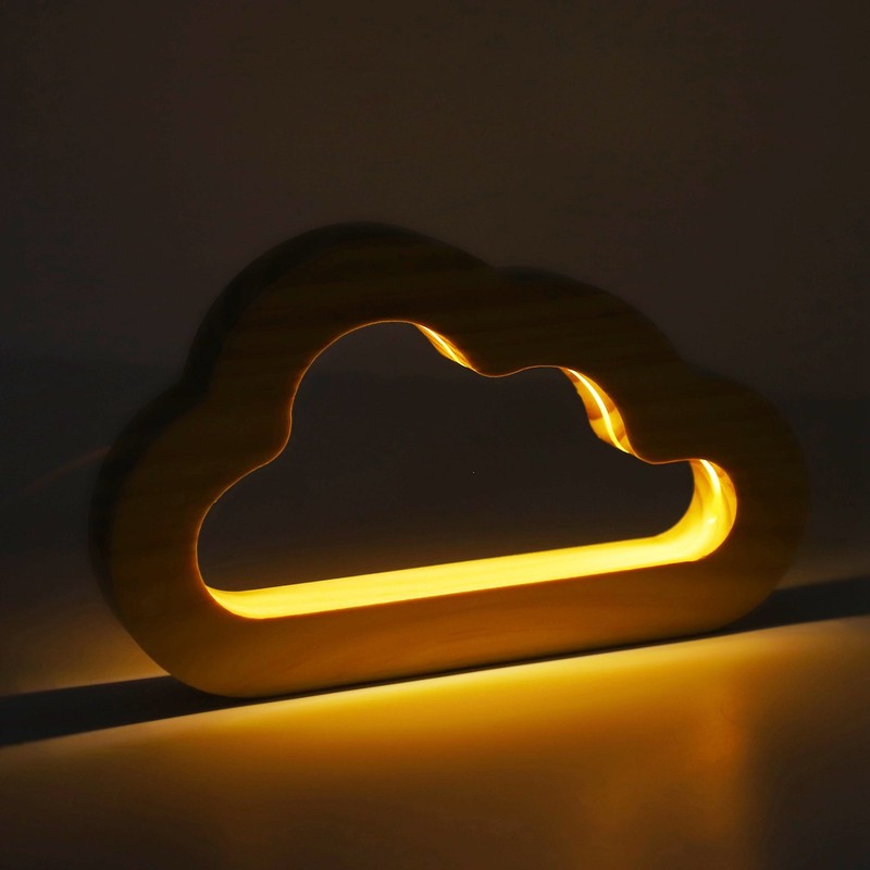 Wood Carving Lamp Wooden Hollow Design USB Powered Embedded 3D