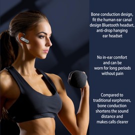 Bluetooth Headset,Bone Conduction Headphones,Bluetooth Earphones V5.2 Wireless Headset with Microphone On-Ear Headset,IP5 Waterproof Single ear Headphones Suitable for Business, Sports,Driving, etc