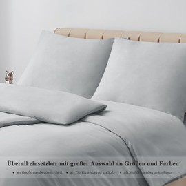 Aisbo Pillowcase, 80 x 80 cm, Set of 2, Light Grey, with Soft Microfibre Zip