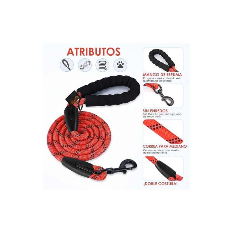 SlowTon Correa para Perro, 1.5m Grande Mediano Pequeño Correas de
