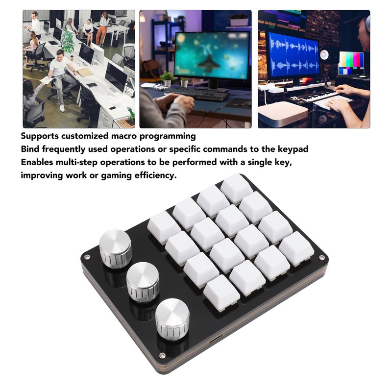 Mini 16 Key Keypad with 3 Knob Custom Programming Hot