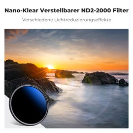K&F Concept Nano K-Series ND Filter 55 mm Variable Grey Filter ND2-ND2000 (1-11 Stops)