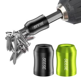 SEESE Strong Magnetic Screw Ring: 1/4 Inch/ 6.35 mm Universal Magnetic Screw Holder - Removable Magnetic Screwdriver Drill Bit Holder for Hex Screwdriver and Power Bits(2 Pcs)