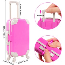 BARWA 32 Pcs Doll Suitcase Luggage Travel Clothes and Accessories for 11.5 inch Girl Doll Travel Carrier Storage, Including 1 Luggage 1 Suitcase 23 Travel toiletries 5 Dresses 1 Puppy 1 Computer…