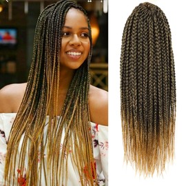 Goddess Box Braids Crochet Hair 14 Inch 7 Packs Honey Blonde Box Braid Crochet Pre Looped Braiding Hair for Black Women(14 Inch,7 Packs, T27)