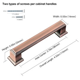 GRANTENOV 3-3/4 Inch Antique Copper Cabinet Pulls Handles Solid Zinc Alloy Square Antique Copper Drawer Pulls Copper Kitchen Cabinet Hardware Handles Dresser Drawer Knobs Pulls 10 Pack