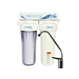 WaterSentinel WS-UC2LCV Advanced 2-Stage Under Counter Drinking Water Filtration System with Faucet Dispenser Complete Under Sink Filter