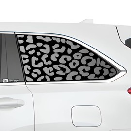 BOGAR TECH DESIGNS Precut Quarter Window Animal Leopard Print Vinyl Decal Stickers Compatible with Toyota Highlander 2016-2019, Matte Black
