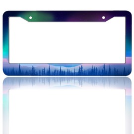Aurora Night Sky License Plate Frame Forest License Plate Holder for Car Accessories for Car Auto Tag Frame Size 12 x 6 Inches with 2 Holes and Screws