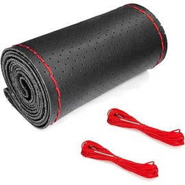 DIY Steering Wheel Cover Car Hand Sewing Steering Wheel Covers Steering Wheel Cover Made of Soft Fibre Leather with Needle and Thread Universal Steering Wheel Covers for 38 cm Round D-type Steering