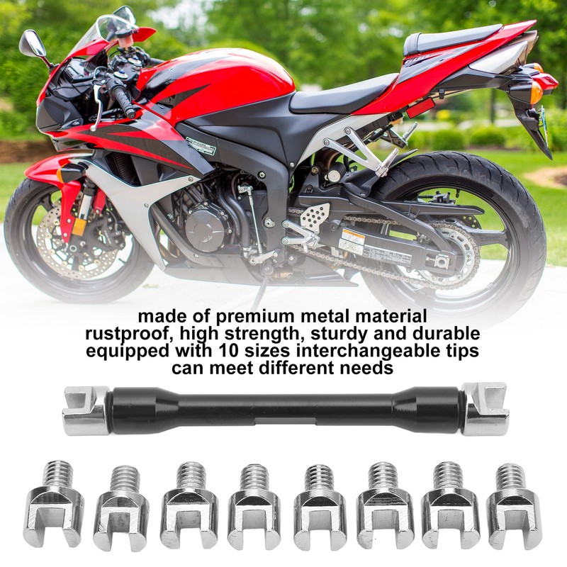 Motorcycle Spoke Wrench Set Spoke Spanner Kit with 10 Interchangeable