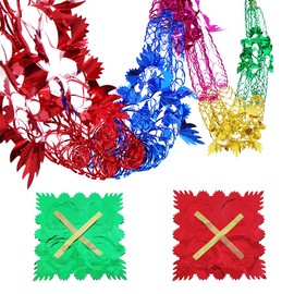 Skystuff Christmas Ceiling Decorations 2Pcs Christmas Foil Garland Festive Hanging Tinsel Swirl Decorations for Indoor Outdoor Birthday Wedding Party Christmas Decorations Supplies, 8.2ft