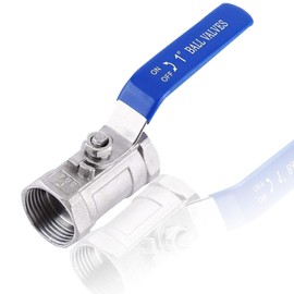 Ball Valve, Stop Valve, 1 Inch Female Thread Ball Valve Made of 304 Stainless Steel with Lever Handle, Manual Shut-off Valve, Double-Sided Sleeve Connection, Ball Valve, for Water, Oil, DN25 Long
