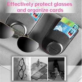 Raksonic Sunglasses Holder for Car Sun Visor, Glasses Storage Clip With Suede Material, Universal Grey Car Storage for Tickets and Cards