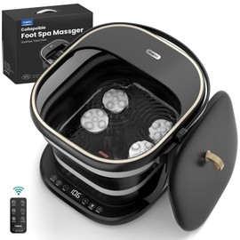 Puboo Electric Foot Bath Massager with Remote, 16 Motorized Massage Balls for Stress Relief, Collapsible Foot Spa Bath Massager with Heat, Pedicure Spa Tub with Temp Control, Purple