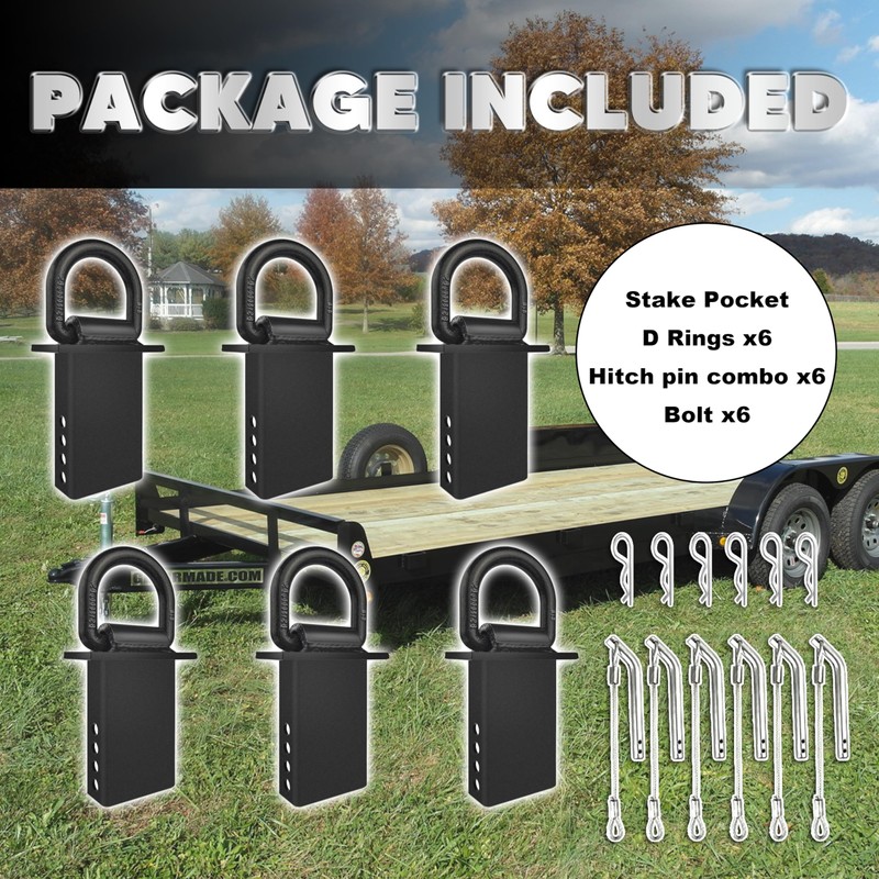VONLX Stake Pocket D Rings 6pcs 18000lbs Heavy Duty D-Ring