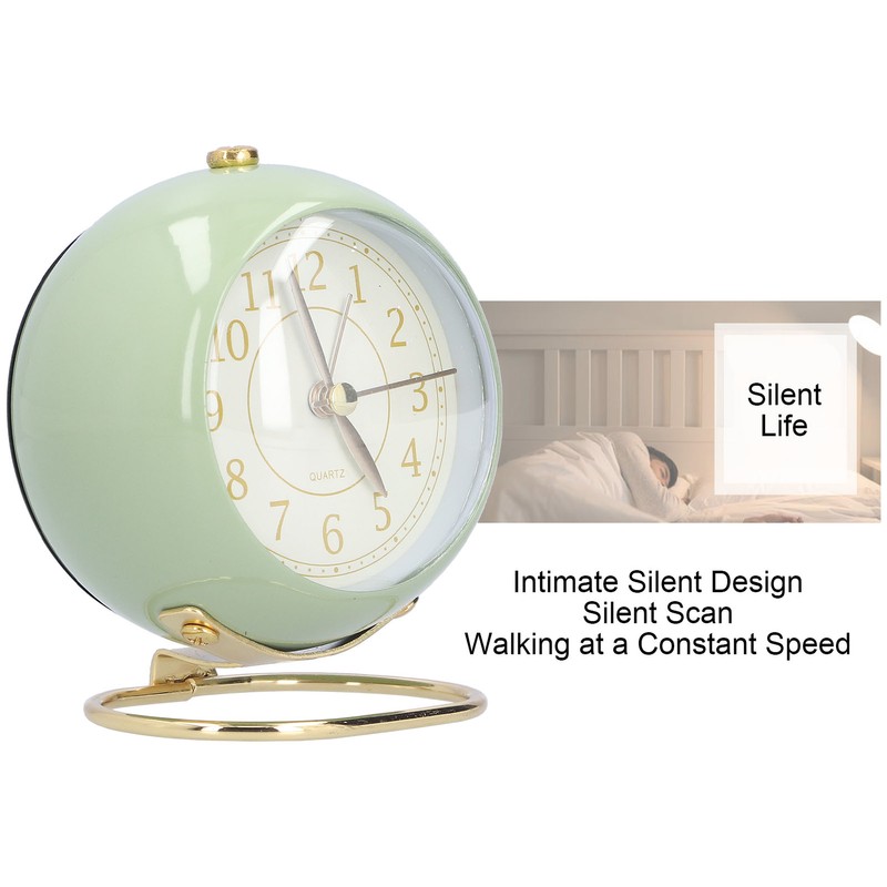 Alarm Clock Silent Non Ticking Metal Paint Power Saving Eye