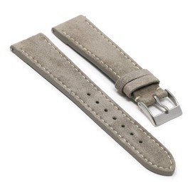 StrapsCo Classic Suede Leather Quick Release Watch Band Strap - Grey - 19mm - Short Length