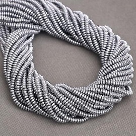 BONNY BOXX 150PCs Natural Silver Hematite Rondelle Beads 2 * 4mm, Abacus Disk Stone Loose Spacer Gemstone for DIY Bracelet Necklace Jewelry Making