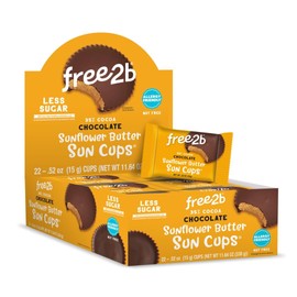 Free2b Sunflower Butter Sun Cups, Safe for School and Allergy Friendly - Gluten-Free, Dairy-Free, Nut-Free, and Soy-Free - Chocolate, 1-Cup Packages (Pack of 22)