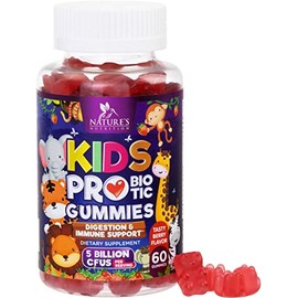 Nature's Nutrition Probióticos para niños 5 mil millones de UFC - Suplemento natural para el sistema inmunitario y la salud digestiva - Gomita probiótica diaria para niños mayores de 4 años. Vegano, s