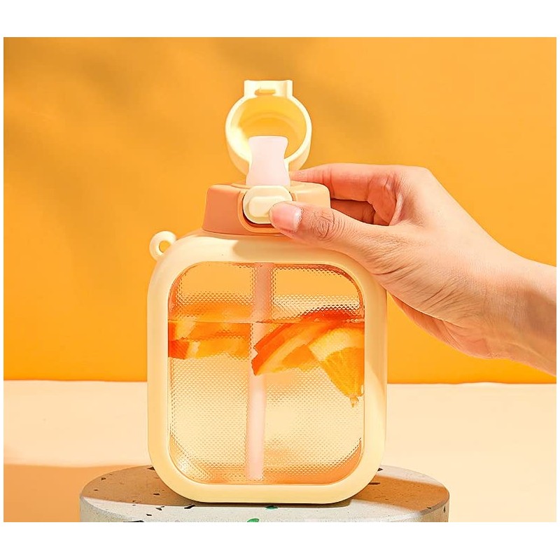 NUFR 24 Oz Square Transparent Water Bottle, Cute Portable Travel