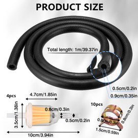 15Pcs Fuel Line Hose Kit, 6mm Fuel Hose with 10 Hose Clamps and Petrol Filters, Diesel Heater Fuel Line Kit, Diesel Heater Fuel Line for Car Truck Scooter Motorcycle