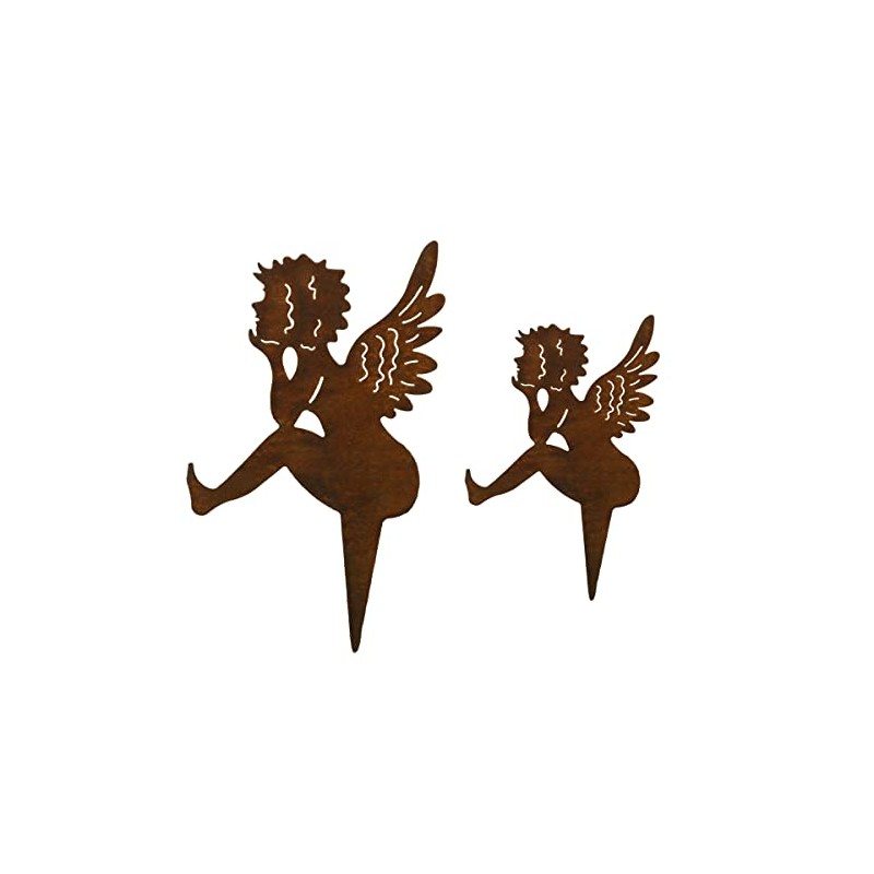 Garden Stake Pot Stake Set of 2 Angel Patina Metal
