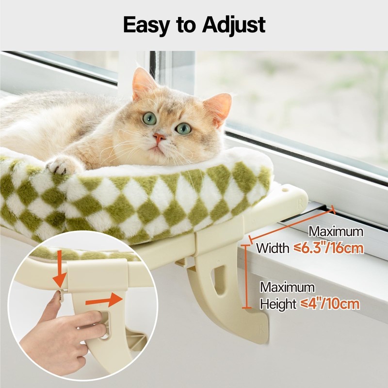 MEWOOFUN Cat Window Sill Perch for Indoor Cats, One-Step Sliding