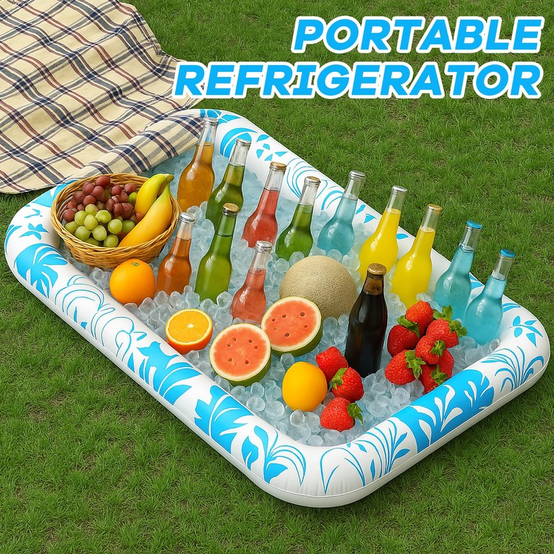 3 Pcs Ice Buffet Serving Tray Drink Cooler with Drain