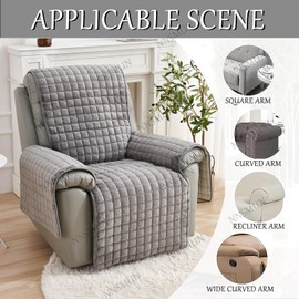 NNSMUN Sofa Armrest Covers, Armchair Protector, TV Chair Protective Cover, Non-Slip, Relaxing Chair Cover for Home with Children and Pets Dog (Grey, 1 Seat (53 x 190 cm)