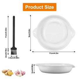 Ceramic Grater, Round Ginger Grater, Ceramic Garlic Grater, Plate with Brush, Diameter 9 cm, Easy to Clean, Suitable for Grating Garlic, Ginger, Nutmeg and Onion (White)