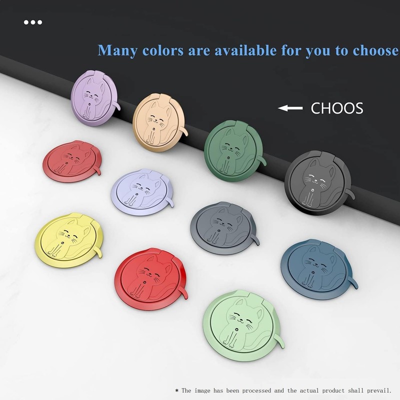 360 Rotation Metal Ultra-Thin Cute Cat Cell Phone Ring Buckle