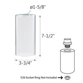 Aspen Creative 23647-60-2 Clear Glass Shade, 1-5/8" Fitter Size, 3-3/4" Diameter x 7-1/2" Height, 2 Pack