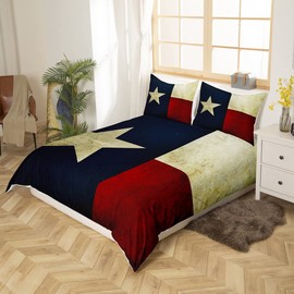 Loussiesd Texas Flag Duvet Cover Set Men Women Gifts Bedding Set Vintage Comforter Cover Double Size