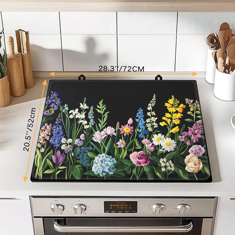 Stove Top Covers for Electric Stove,Herbs and Wilds Flowers Stove