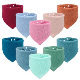 EllieHouse Baby Bibs for Girls Boys 10 Pack Teething Drool Teeth Drooling Muslin Cotton Bibs Absorbent Soft Bibs for Infant Toddler Essentials