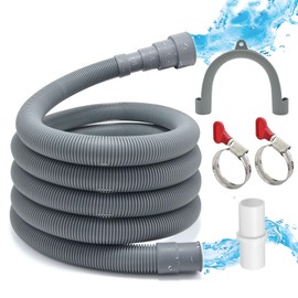 TTFLEX Universal Washing Machine Drain Hose, Washer Drain Hose Extension Kit with 1 Extension Adapter and 2 Hose Clamps, 10-Feet