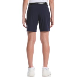PGA TOUR Boys' 7" Flat Front Performance Pull-On Golf Shorts with Active Waistband, Moisture Wicking, Sun Protection, Peacoat, 8-10 Years