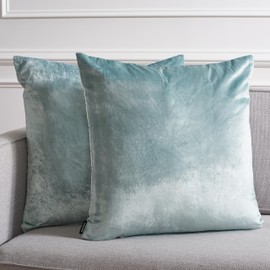 SAFAVIEH Home Collection Jovanni Aqua Viscose 22-inch Square Set of 2 with Insert Pillow, 22" x 22"