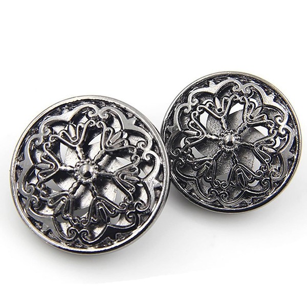 10PCS Clothes Button - Fashion Hollow Flower Metal Shank Round
