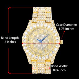 Mens Gold Big Rocks Bezel Gold Dial with Roman Numerals Fully Iced Out Watch - Gold/Gold - ST10327