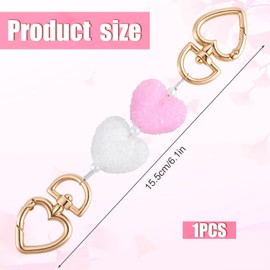 Bag Extender Chain, Stylish Love Heart Shape Style Purse Strap Extender Chain Purse Extender Chain Women Bag Extender Perfect Replacement Charm Accessories for Purse Bag Handbags(Pink, White)