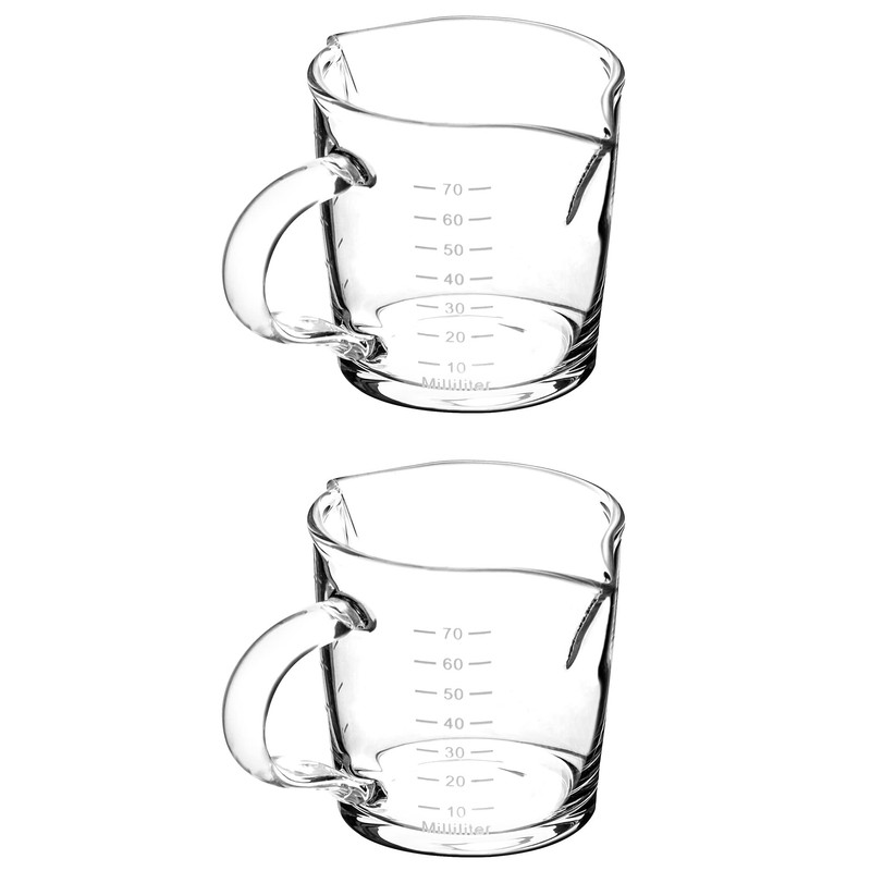 QWORK Espresso Shot Glass with Handle, 2 Pack 3-Ounce Double