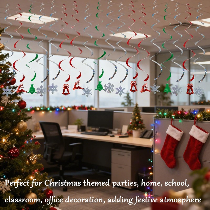 Chanseen 24 Pcs Christmas Hanging Swirls Party Decorations Plastic Snowflakes