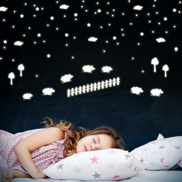 Wandkings Gute-Nacht-Schäfchen, Schafe zählen zum Einschlafen, 144 Sticker, extra starke